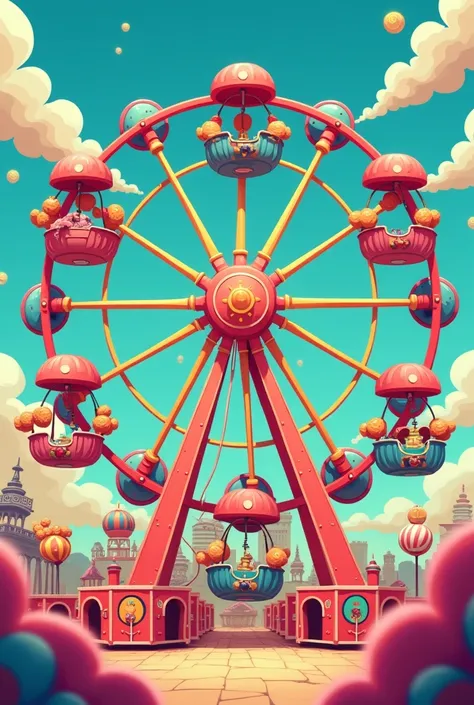 Create a pretty ferris wheel in cartoony style