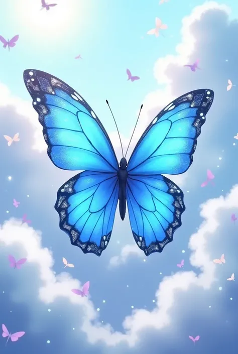 Blue butterfly in anime style