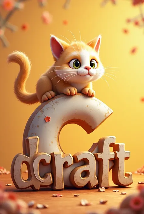 Create me a written YouTube banner "EdCraft" and with a cat sitting on top of the C