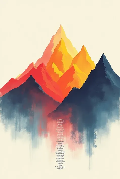 Modern art  of mountains of tricolours with a quote written downwards