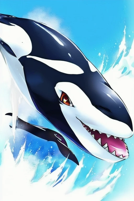 female furry orca killer whale digimon style