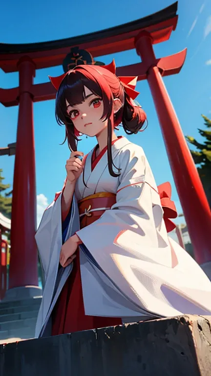 Cute shrine maiden girl