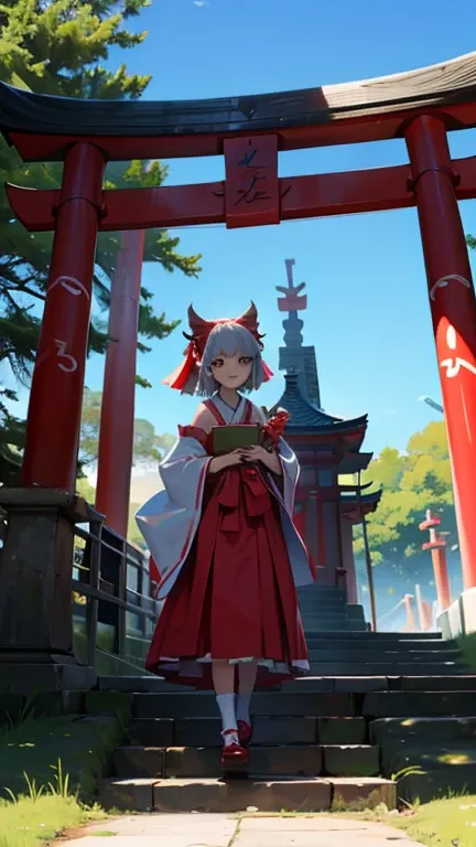 Cute shrine maiden girl