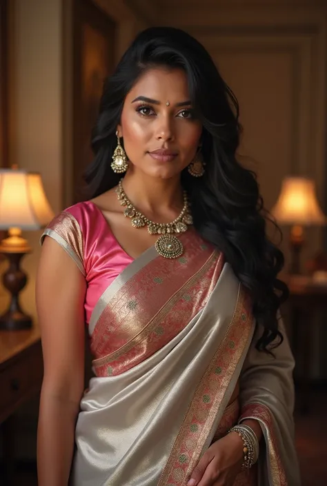 Create a  Indian beauty marathi milf She was wearing a traditional silver silk saree that highlighted her curves, and her fulselves pink silk    blouse left little to the imagination, with her full breasts threatening to spill out at any moment. Look like ...