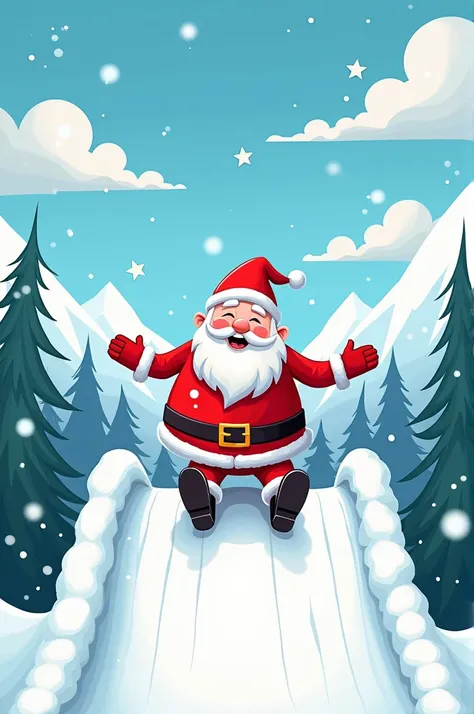 Santa Claus Snow Slide Cartoon
