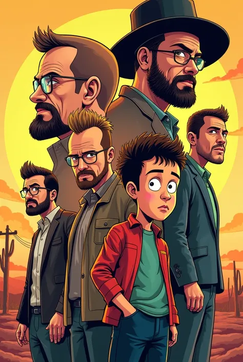 Breaking bad series
 as cartoon. Include Walter, Pinkman, Gustavo, tuco, Skyler and lawyer