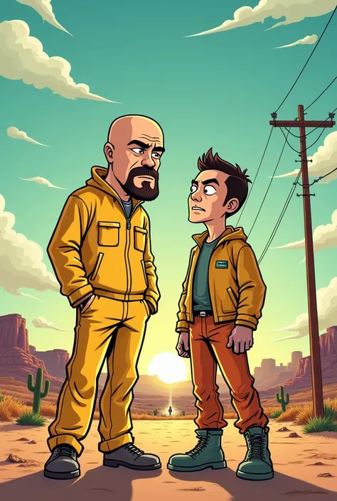 Breaking bad series
 as cartoon. Two protagonist 