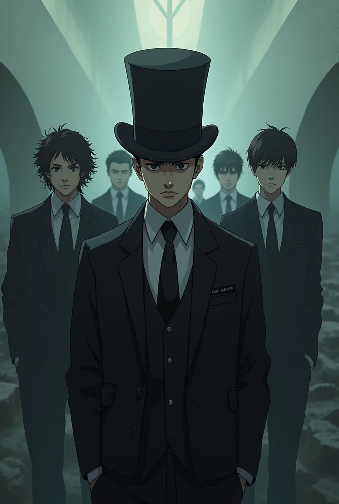 Top Hat　　Backwards　people　Above ground　Formal Wear　Dark　Face forward　anime