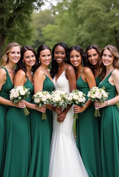 Pista green bridemaids group photo