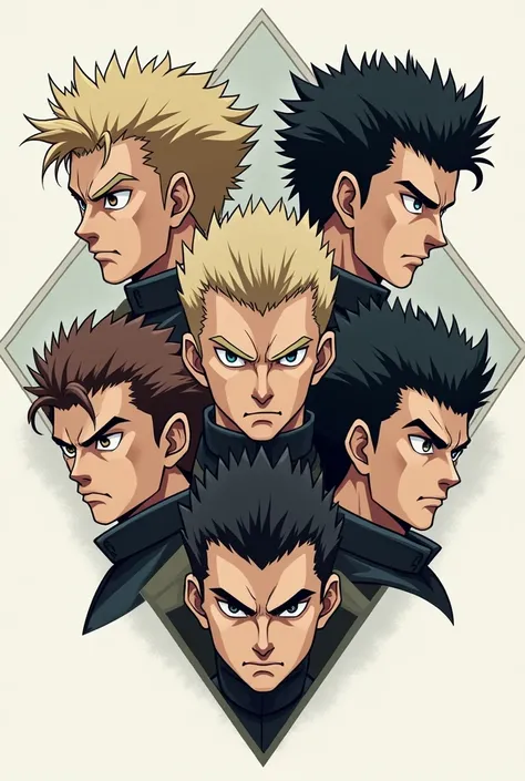 six soldier male head anime style logo
