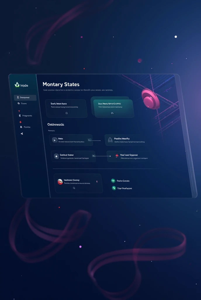 A sleek, modern tech interface with a minimalistic design, showing a dashboard-like UI with elements like status codes (green for success, red for errors), website URL fields, and server icons. Abstract elements like a data flow or network grid in the back...