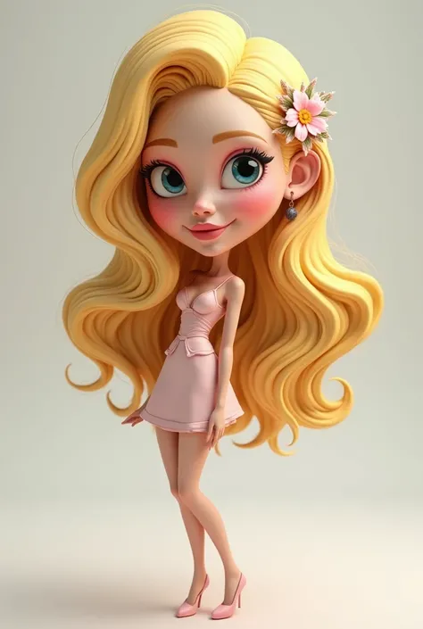 Using a beautiful blonde woman photography to create a full body 3D caricature 

