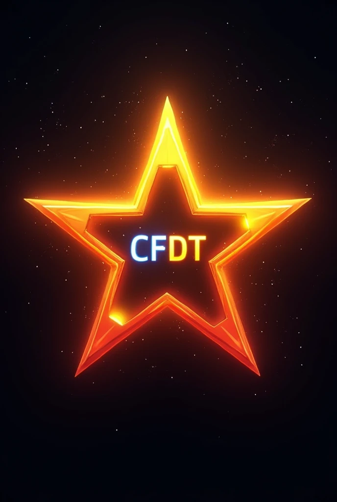 An orange star with CFDT written inside in multi-color Same thing less childish 