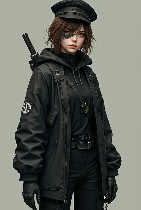 Age: 22 years
Gender: Female
Appearance: yellow silverish eye, left eye placed by prosthetic black eyeball, mole on the left cheekbone, medium pixie walnut hair.
Clothes: wear light grey phantom of mask, black tunic, trousers, combat boots, gloves, and pea...