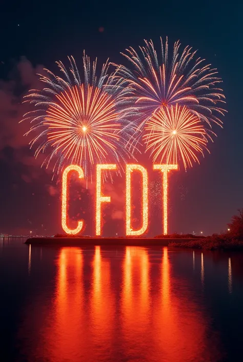 Un feu d’artifice avec écrit CFDT en orange 