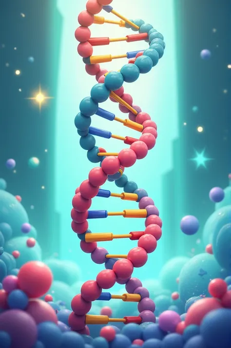 2D animated cartoon image of DNA