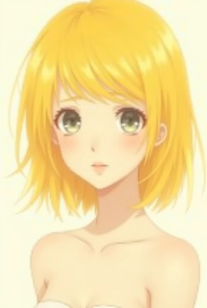 Short Hair、Up to shoulder height、Straight Hair、beautiful girl、2D、Yellow hair