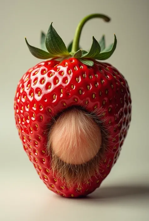 Une fraise avec de grosses testicules poilu