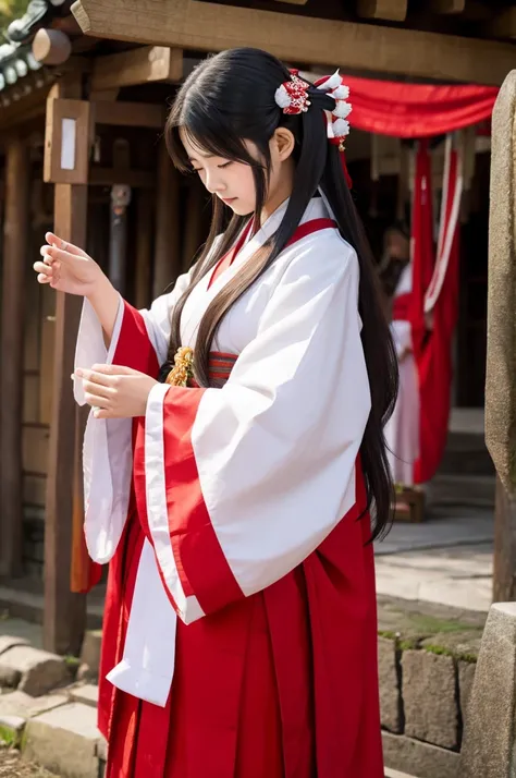 HairLong Hair　Shrine maiden　prayer