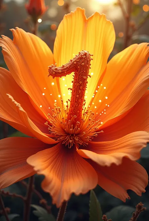 Letter 1 in orange flower 