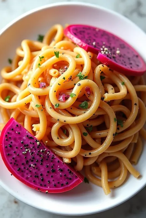 Draw dragon fruit fried fusilli noodles