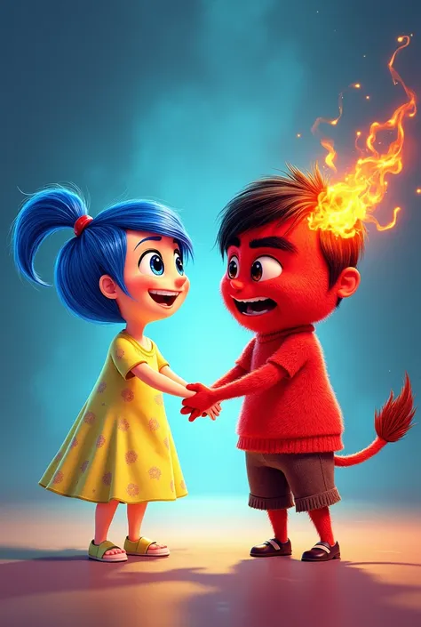 joy and anger from inside out movie hold hand