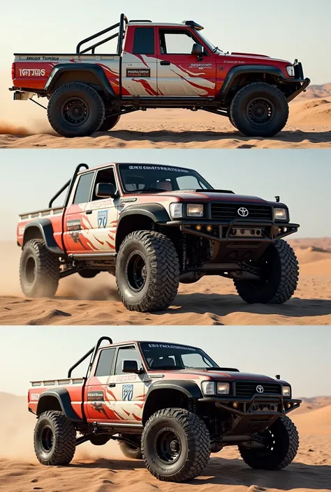 TOYOTA, LANDCRUISER 79 pickup , trophy truck

Car design,

Collage, 

Side view,

Complete side view,