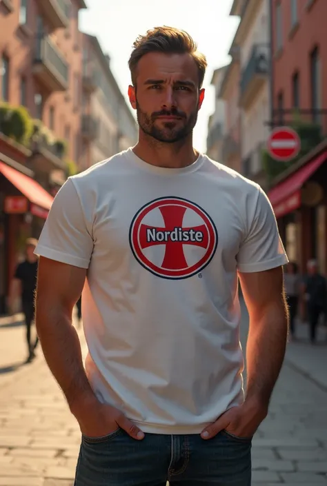 Réalise moi une personne portant le t-shirt Le Nordiste populaire 