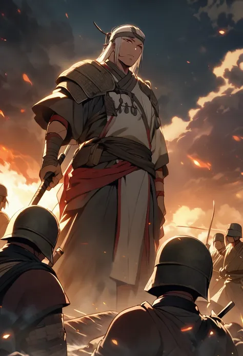 During the Warring States period, the surrounding soldiers looked on in admiration.、He admires the endurance of the warrior&#39;s muscles, but can&#39;t help but be surprised. His hair is green.