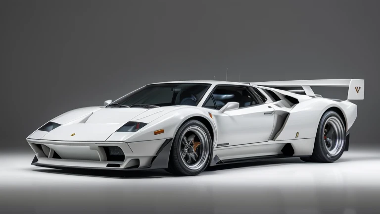 1. Draw a fusion of White Ferrari F-40 and White Lamborghini Countach in 3 frames:
   - Front view: The fusion of these iconic supercars presents a stunning sight with its front end, perfectly merging the sharp edges and pointed nose of the Ferrari F-40 wi...