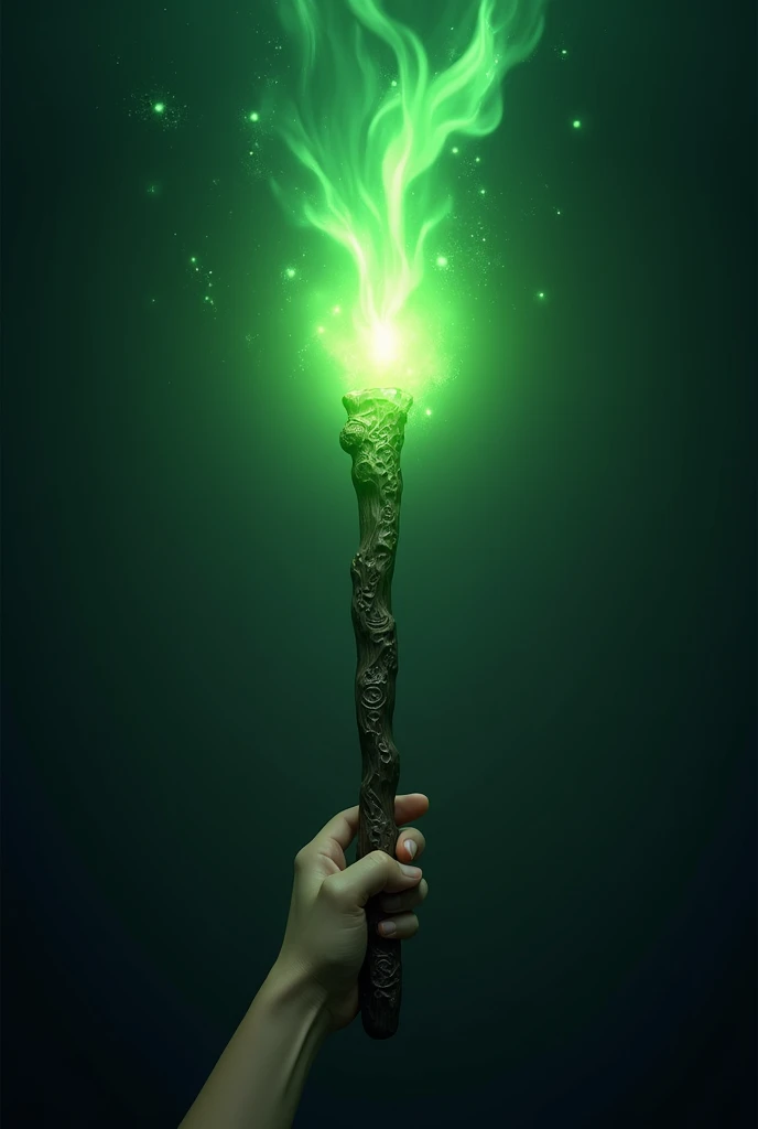 Wand with green beam
