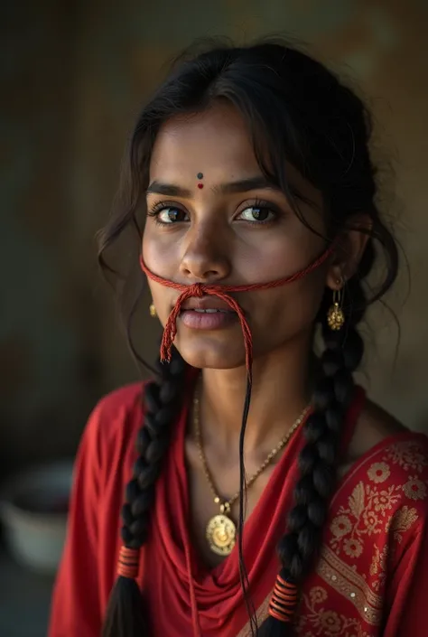 Indian mid 20 girl in churidar, getting tied up and mouth beautiful gagged with another girl in churidar. BDSM, bondage