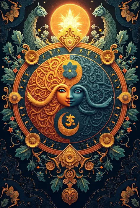 create a mandala using the gods sidapa and libulan as yin and yang from Philippine mythology 