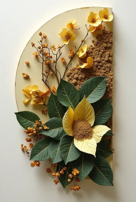 Various dried and curled tea leaves and tea stains、Tea powder to create extension，Reflect material characteristics，Create a semi-relief installation，Expressing the endless vitality of nature，Generate half-relief works