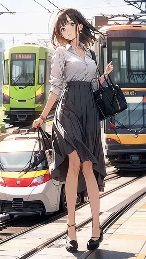  Long skirt、Tram Station、Shirt clinging to no bra 、Skirt flip