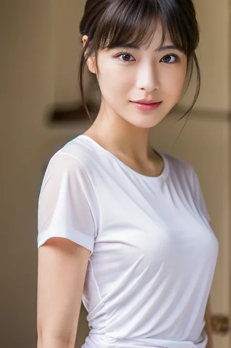 Best Quality, masterpiece, High resolution, 1,Realistic,,(High definition skin:1.2), 8K UHD, High resolution, T-Shirts.Japanese beauty woman,Full body photo