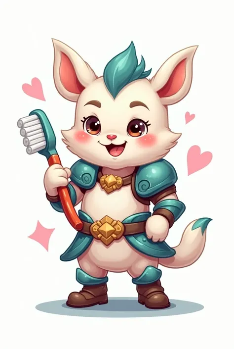 Logo Cartoon character holding a toothbrush wearing cute armor 