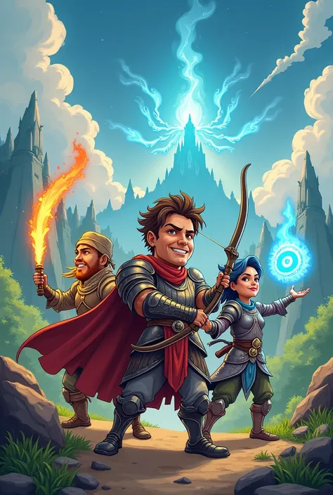 3 warriors with arcane powers. (Cartoon)