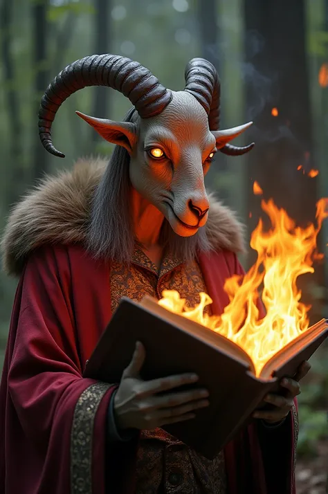 Metalhead with goat head burning book!!!