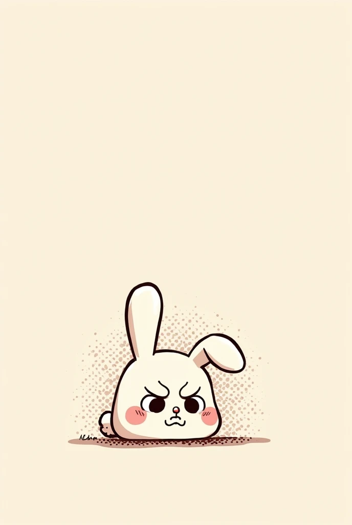 Chibi Style, Two-panel comic strip, Dot Halftone, Flat Color, Rabbit with sore mouth,Troubled face,