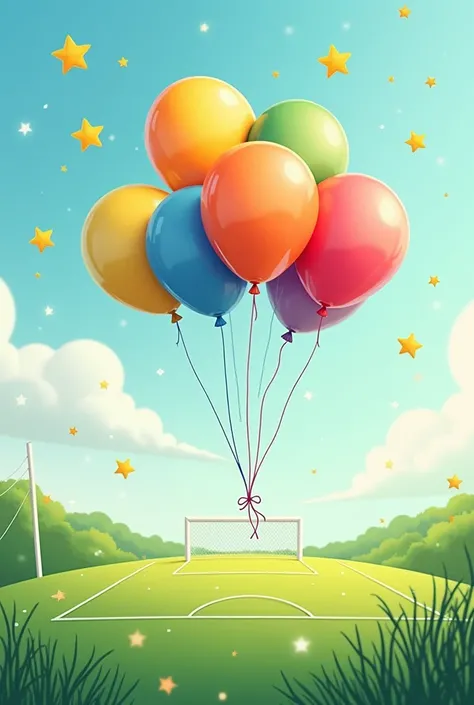 Create a Friendship Day Greeting Card with Balloons and Stars without People with a Football Theme 