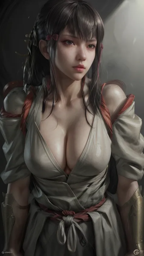 realistic close portrait of msmkazumi, breast. hot, sexy, (cleavage:1.05),dramatic lighting, illustration by greg rutkowski, yoj...