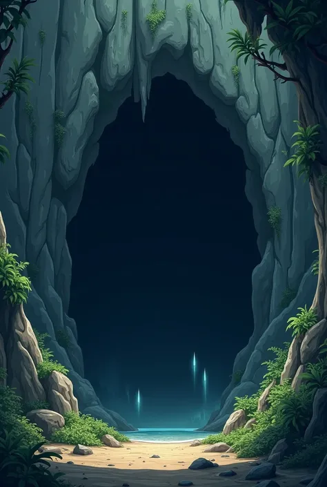 Genarate in cinematic cartoon 3d style Cave Entrance**: A dark, mysterious cave mouth that beckons with secrets.