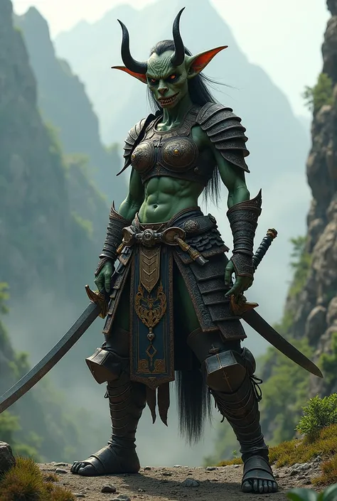 Big booty female goblin as samurai 