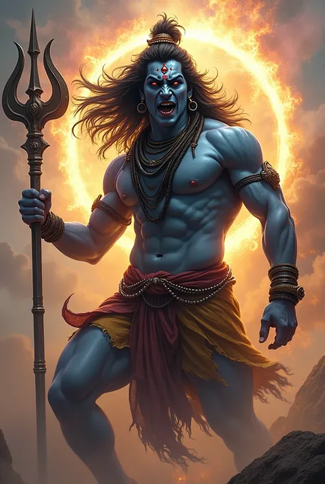 Lord Shiva is very angry and he take dangerous avatar in vaekunth with sudarshan chakra 