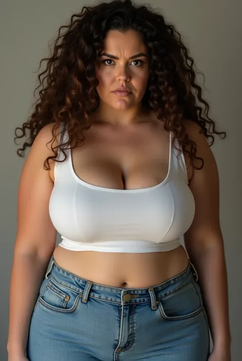 You can imagine my girl She has curly hair she is 1.65 she is white she has curves she is angry with a beautiful mouth and big funny eyes she has big buttocks I want the photo In close-up she is good big thigh with jeans and she is not tanned 