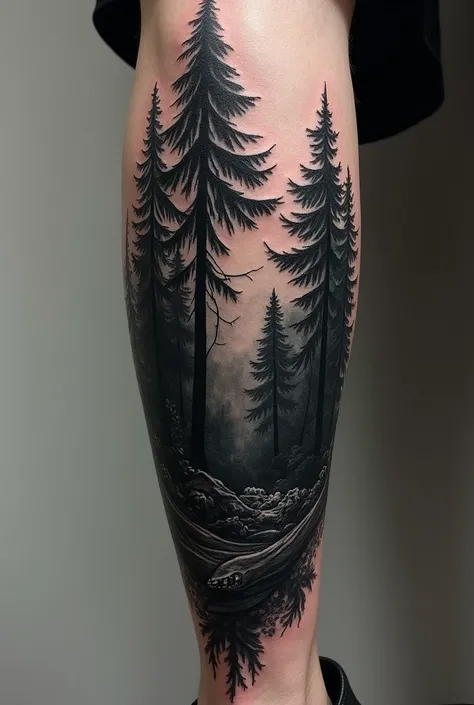 Black forest tattoo for leg 