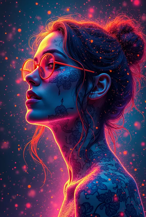 (masterpiece:1.2),(Highest quality),(Super detailed),(Ultra-high resolution),(Best illustrations),8k,wallpaper,(1 female),whole body,The theme is atonement,psychedelic,Neon color,Vector art,Layered textures,progressive,pop