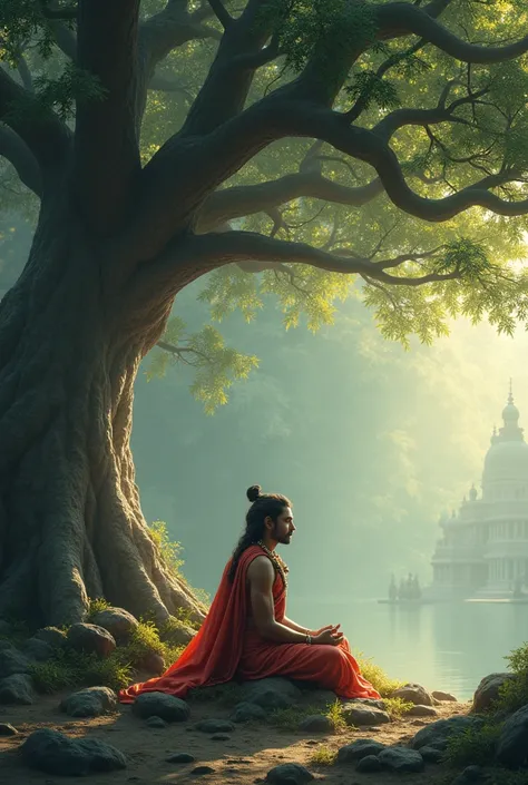  Rama meditating under a tree in the kingdom.