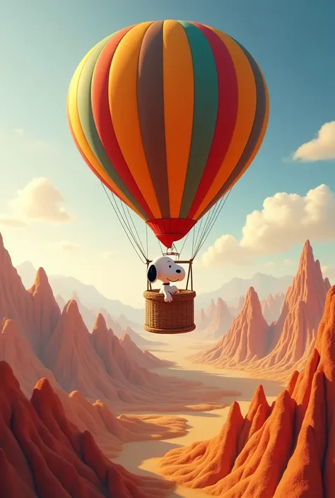 Snoopy，Ride a hot air balloon over the Flame Mountains in China